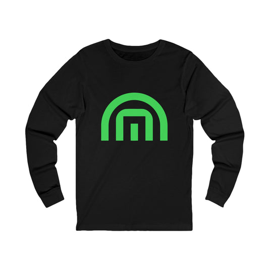 Unisex Long Sleeve Tee with Green Minimalist Logo